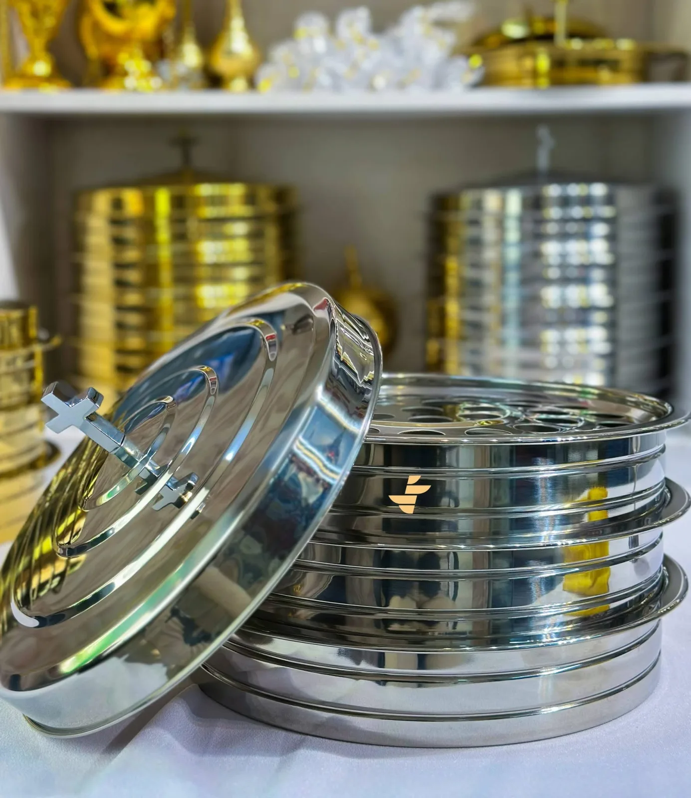 Double Stacked Silver Tray Set